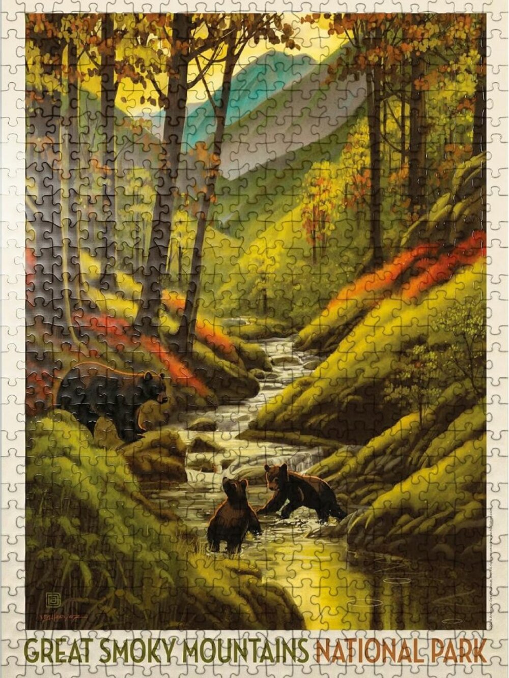 Autumn Bears Jigsaw Puzzle - 500 Piece Scenic Great Smoky Mountains Art for